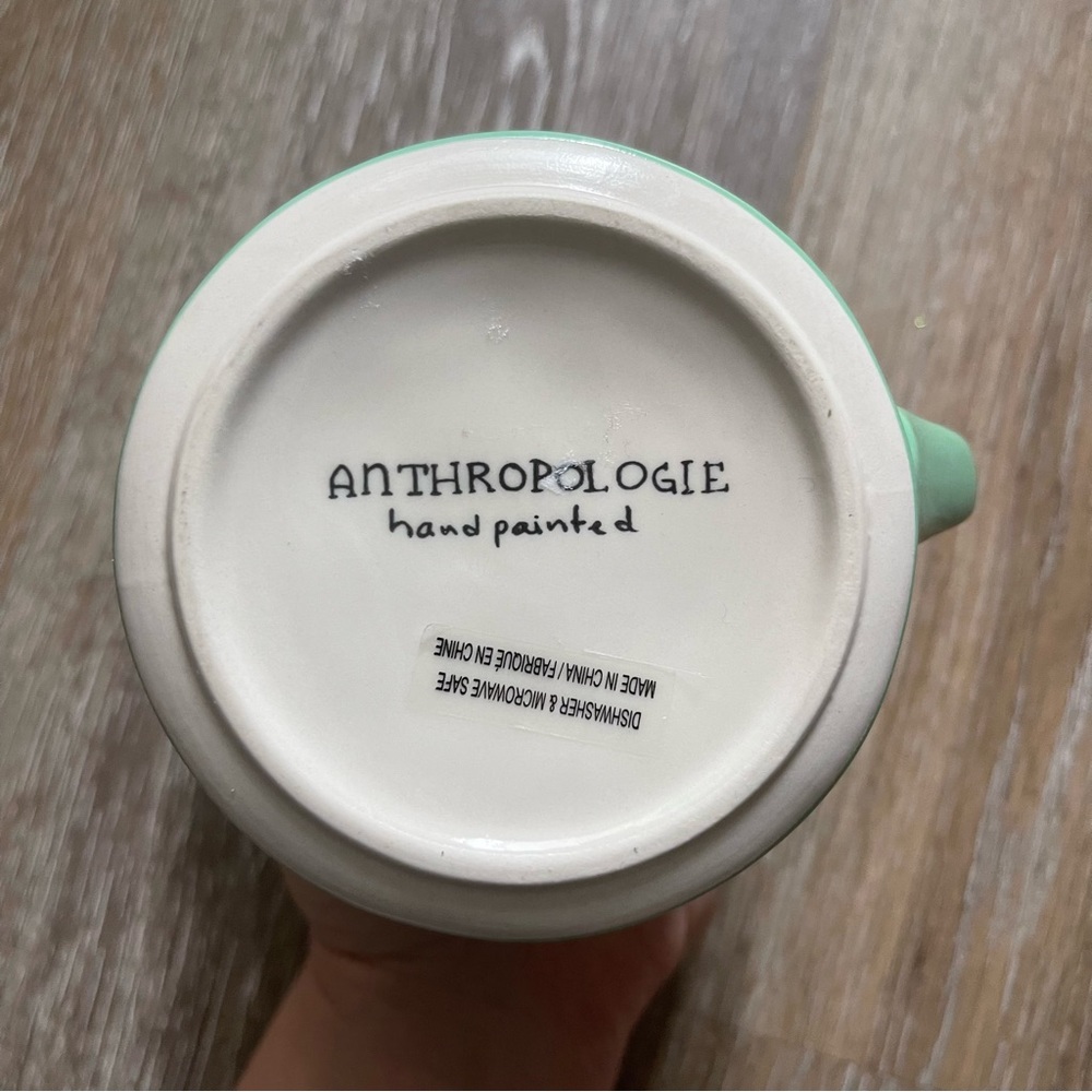 Anthropologie Mint Green and White Alphabet “W” Mug - Picture 4 of 5